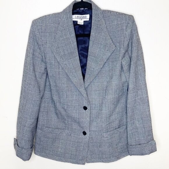 Vintage I.Magnin Glen Check Houndstooth Blazer - Picture 1 of 7